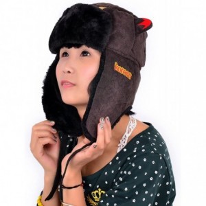 Bomber Hats Earflap Hat Winter Faux Fur Trapper Ski Hats Womens Girls Mens Multi Styles - Corduroy & Faux Fur - Brown - CP11O...