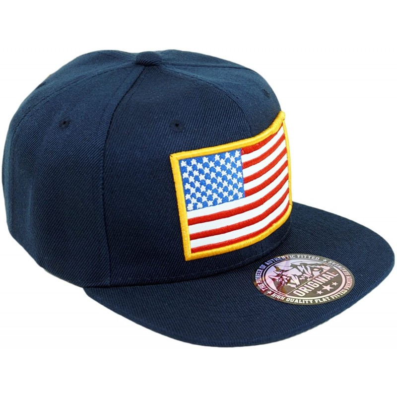 Baseball Caps USA Flag Patch Embroidery Snapback Hat America Flag Adjustable Baseball Cap - Navy - CY18DU9ET9Y $11.22