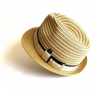 Fedoras Mens Summer Crushable Packable Straw Trilby Hat - Caramel - C312ES7Z827 $14.76