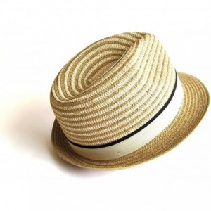 Fedoras Mens Summer Crushable Packable Straw Trilby Hat - Caramel - C312ES7Z827 $14.76