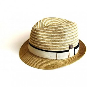 Fedoras Mens Summer Crushable Packable Straw Trilby Hat - Caramel - C312ES7Z827 $14.76