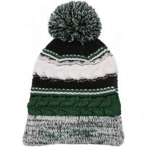 Skullies & Beanies Women's Ridiculously Soft Chunky Knit Pom-Pom Beanie - Forest/Black/White - CC18KK2AXGQ $9.11