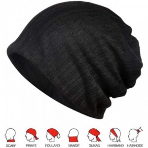 Skullies & Beanies Womens Baggy Soft Slouchy Beanie Hat Stretch Infinity Scarf Head Wrap Cap - 3pcs Black+grey+coffee - CF18U...