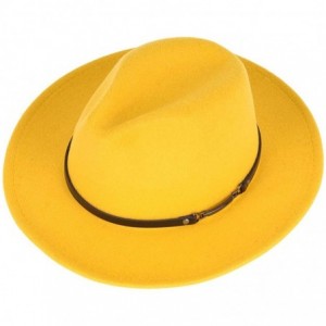 Fedoras Men & Women Classic Wide Brim Fedora Hat with Belt Buckle Wool Felt Panama Fedora M/L - A-yellow - CO18A5TALHH $16.27