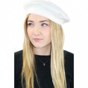 Berets Elegant Solid Classic Beret - White - CQ12L618S57 $15.38