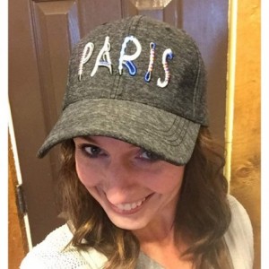 Baseball Caps Women's Paris Rainbow 3D Embroidered Sayings Adjustable Hat - Black - CX18N9KDCHX $9.48