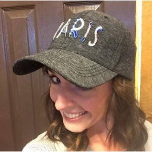 Baseball Caps Women's Paris Rainbow 3D Embroidered Sayings Adjustable Hat - Black - CX18N9KDCHX $9.48