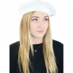 Berets Elegant Solid Classic Beret - White - CQ12L618S57 $15.38