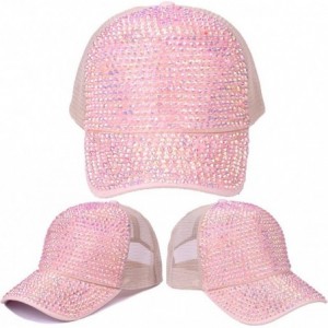 Baseball Caps Unisex Summer Sparkling Baseball Cap Rhinestone Drilling Breathable Net Hat - Pink1 - C518EOT85LQ $15.41