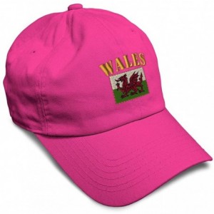 Baseball Caps Soft Baseball Cap Wales Flag Embroidery Dad Hats for Men & Women Buckle Closure - Hot Pink - C218YSW2H7Y $15.75