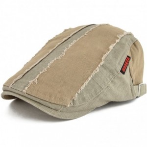 Newsboy Caps 100% Cotton Distressed Ivy Caps Newsboy Caps Cabbie Hat Gatsby Hat - Khaki - CM1838Q89KI $12.20