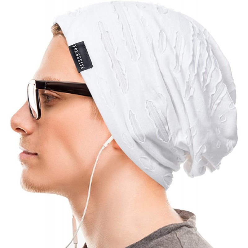 Skullies & Beanies Summer Slouchy Thin Beanie Hats Chic Skull Cap for Men B402 - B406-white - CP194LI4A45 $12.38