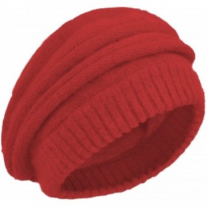 Berets Women's Winter Hat French Beret Solid Floral Decoration Knit Beanie Cap - Burgundy - CD188TUIQSO $14.54