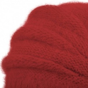 Berets Women's Winter Hat French Beret Solid Floral Decoration Knit Beanie Cap - Burgundy - CD188TUIQSO $14.54