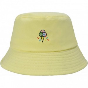 Bucket Hats Unisex Fashion Embroidered Bucket Hat Summer Fisherman Cap for Men Women - Icecream Yellow - C61983RUISA $20.68