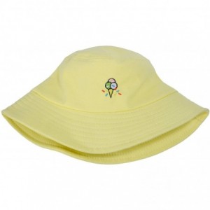 Bucket Hats Unisex Fashion Embroidered Bucket Hat Summer Fisherman Cap for Men Women - Icecream Yellow - C61983RUISA $20.68