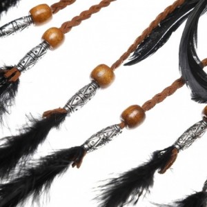 Headbands Boho Headdress Feather Headband Accessories - Black - CF18M5C8ZO0 $9.67