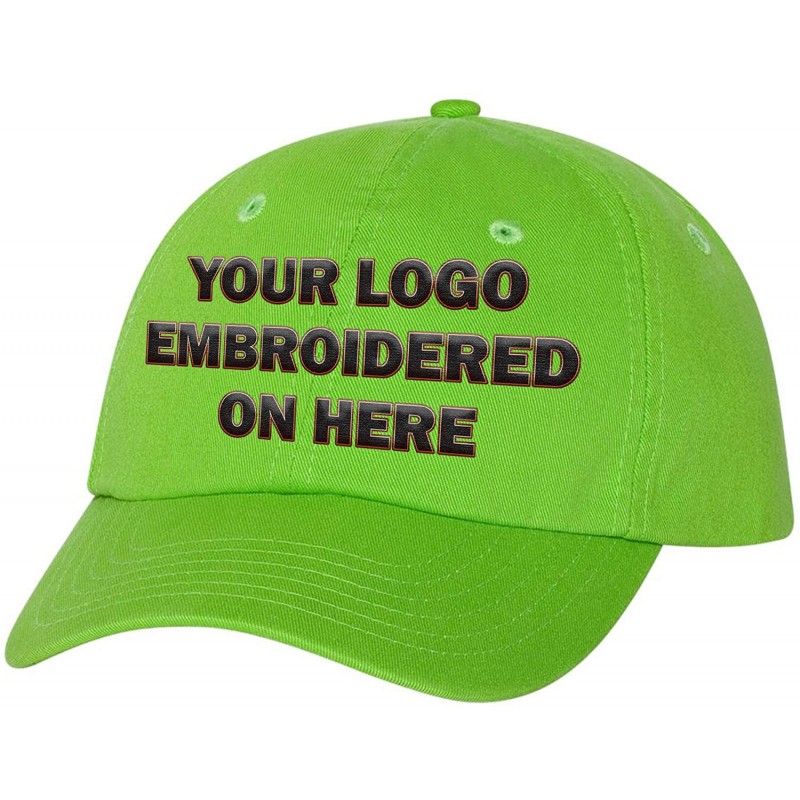 Baseball Caps Custom Dad Soft Hat Add Your Own Embroidered Logo Personalized Adjustable Cap - Neon Green - C61953W9YIH $21.63