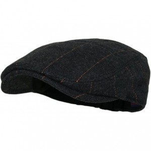 Newsboy Caps Men's Herringbone Wool Tweed Newsboy IVY Cabbie Driving Hat - Plaid Black - CV127ZXNZ8F $13.08