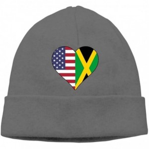 Skullies & Beanies Men's&Women's Half Jamaica Flag Half USA Flag Love Heart Soft Skull Cap - Deepheather - CT18H5DA22Z $27.11