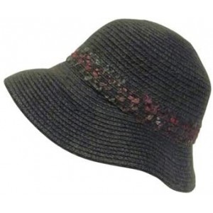 Bucket Hats Casual Cloche Hat with Speckled Knit Hatband- Wide Brim Warm Bucket Hat - Olive - CC18YAN66OA $21.78