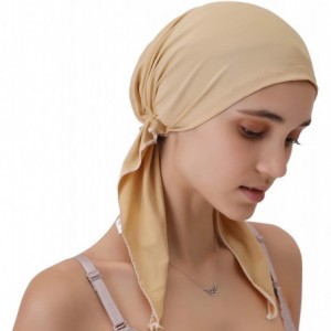 Skullies & Beanies Women Head Scarf Pre Tied Bandana Headwear for Chemo Turban Hats for Cancer Sleeping Caps Beige - CW18QY29...