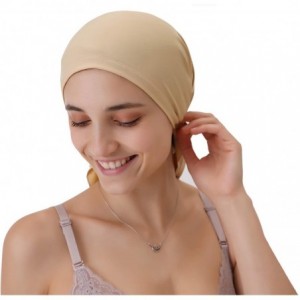 Skullies & Beanies Women Head Scarf Pre Tied Bandana Headwear for Chemo Turban Hats for Cancer Sleeping Caps Beige - CW18QY29...