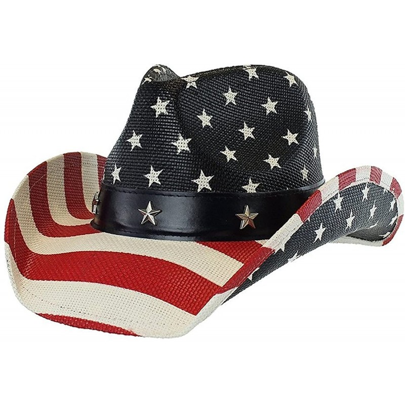 Cowboy Hats Men's Classic Stars & Stripes Cowboy Hat w/ Western Shape-It Brim - CB12NYW362Y $24.39