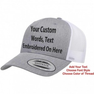 Baseball Caps Custom Trucker Hat Yupoong 6606 Embroidered Your Own Text Curved Bill Snapback - Heather/White - CC18NHAXU0L $3...