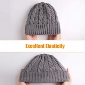 Skullies & Beanies Beanie Hat for Men Women Cuffed Winter Hats Cable Knit Warm Fleece Lining Skull Cap - Yellow - CI18WL55QR7...