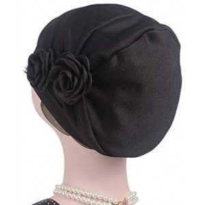 Skullies & Beanies Women Vintage Silky Turbans Bonnet Elastic Wide Band Multifunction Printing Hat Chemo Hair Loss Cap - A-3 ...