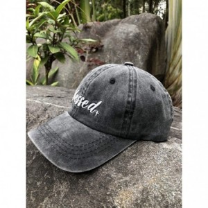 Baseball Caps Women's Embroidered Blessed Baseball Cap Adjustable Distressed Vintage Summer Faith Dad Hat - Blessed - Black -...