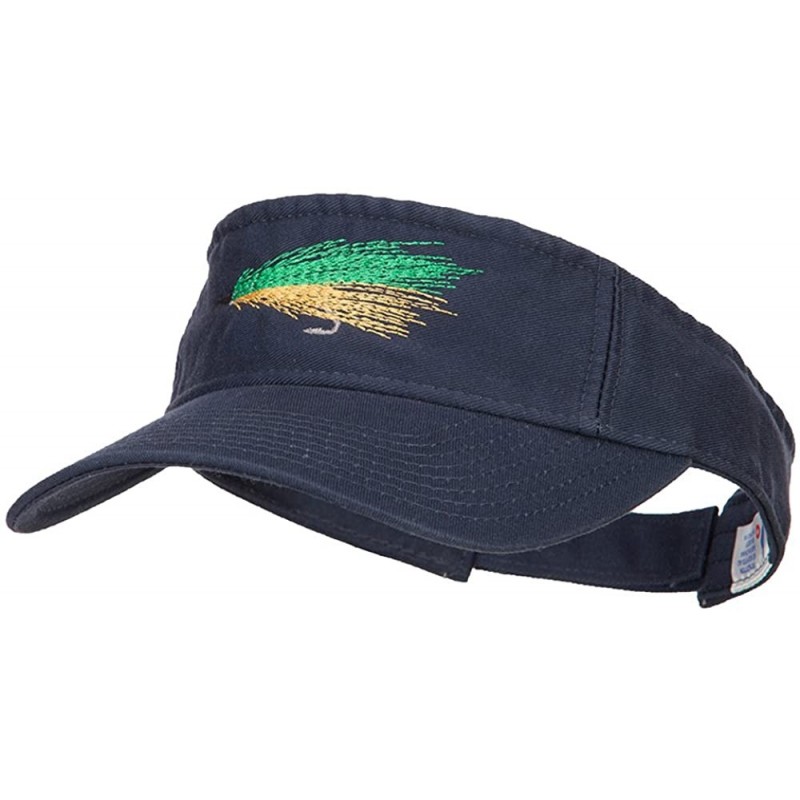 Visors Green Fly Fishing Embroidered Pro Style Cotton Washed Visor - Navy - CK18EQ6MU28 $20.19