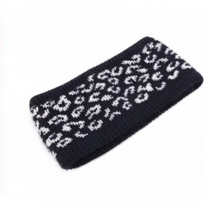 Cold Weather Headbands Soft Leopard Cable Knit Fuzzy Lined Head Wrap Headband Ear Warmer Stretch Winter Warm Headband - CG18Z...