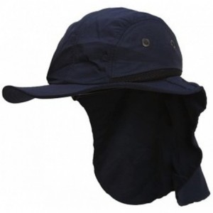 Sun Hats 4 Panel Large Bill Soft Bucket w/ Neck Flap Hat Sun Cap - Navy Blue - CL17Z2AM0AM $18.73
