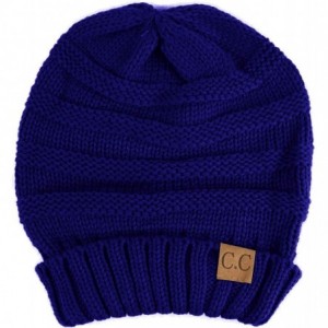 Skullies & Beanies Winter Trendy Warm Oversized Chunky Baggy Stretchy Slouchy Skully Beanie Hat - Royal - CX18KOR89ZL $14.78