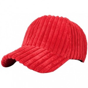 Balaclavas Women Men Corduroy Baseball Cap Snapback Hip Hop Flat Hat Polo Trucker Unisex Headwear - Red - CJ18I3MXNM2 $21.25