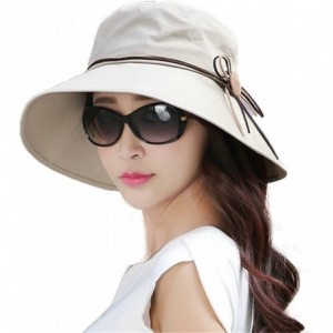 Bucket Hats Bucket Cord Sun Summer Beach Hat Wide Brim for Women Foldable UPF 50+ - 69046_khaki - CT12D6HNMAJ $21.68