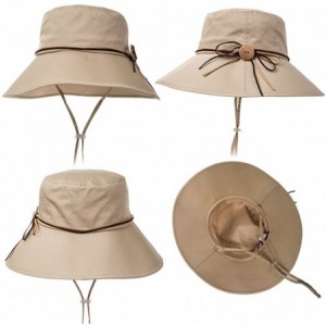 Bucket Hats Bucket Cord Sun Summer Beach Hat Wide Brim for Women Foldable UPF 50+ - 69046_khaki - CT12D6HNMAJ $21.68