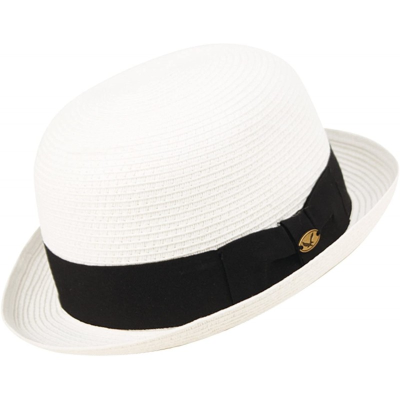 Fedoras Summer Bowler Hat - White - CP12GXQBAS1 $23.47