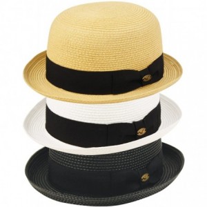 Fedoras Summer Bowler Hat - White - CP12GXQBAS1 $23.47