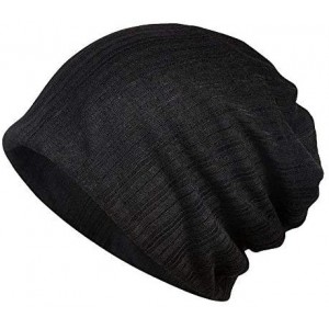 Skullies & Beanies Women's Lightweight Solid Chemo Hat Slouchy Beanie Cap - Black - CV1867AR5E7 $7.41