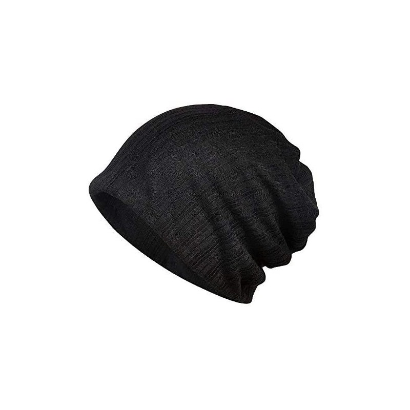 Skullies & Beanies Women's Lightweight Solid Chemo Hat Slouchy Beanie Cap - Black - CV1867AR5E7 $7.41