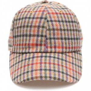 Baseball Caps Men's Wool Blend Baseball Cap with Adjustable Size Strap - Plaid Camel - C718HA5T2UK $14.02