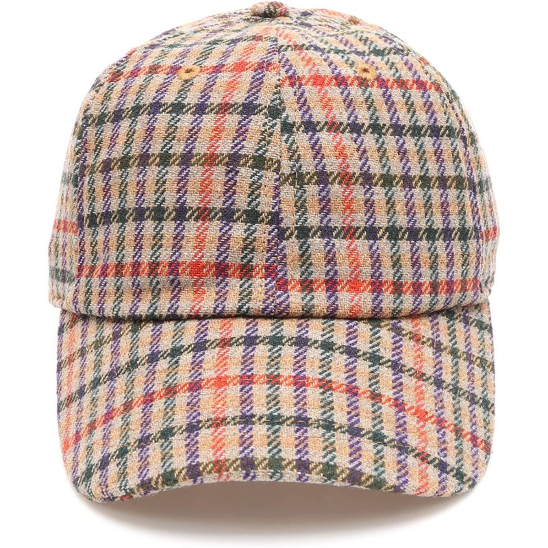 Baseball Caps Men's Wool Blend Baseball Cap with Adjustable Size Strap - Plaid Camel - C718HA5T2UK $14.02