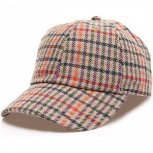Baseball Caps Men's Wool Blend Baseball Cap with Adjustable Size Strap - Plaid Camel - C718HA5T2UK $14.02