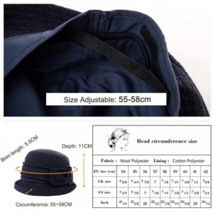 Bucket Hats Women Winter Wool Bucket Hat 1920s Vintage Cloche Bowler Hat with Bow/Flower Accent - 00769_black - C518YEM7W6T $...