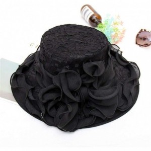 Sun Hats FarJing Womens Church Wide Brim Tea Party Wedding Hat Fancy Derby Fascinator Cap Sun Protection Visor（Black) - CA18S...