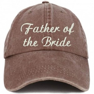 Baseball Caps Father of The Bride Embroidered Washed Cotton Adjustable Cap - Chocolate - C418SW8GUQ4 $19.52