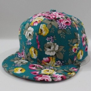 Baseball Caps Rose Flower Hip-Hop Baseball Cap Flat Snapback Hat - Green - C612HQHO331 $7.71